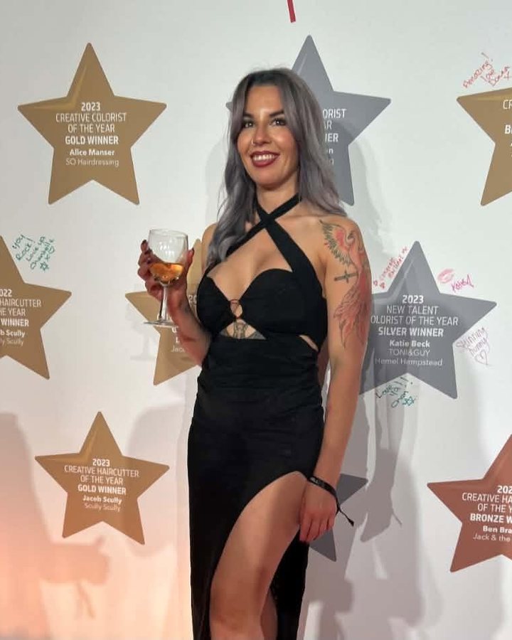 Chantelle, master colourist and hair stylist, at a hairdressing awards evening